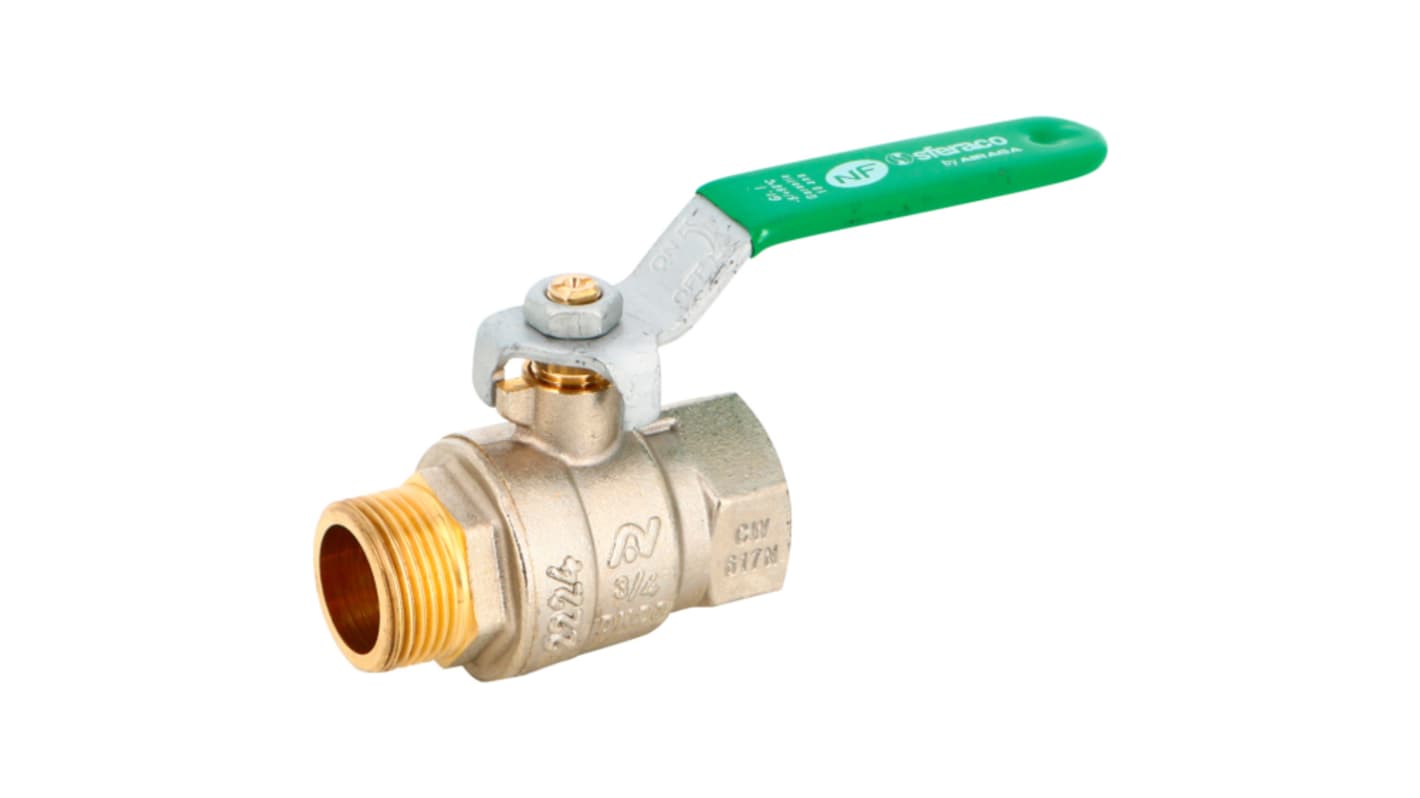 Sferaco Nickel Plated Brass Ball Valve, Ball Valve, Threaded, BSP 1/2in, 40bar Operating Pressure