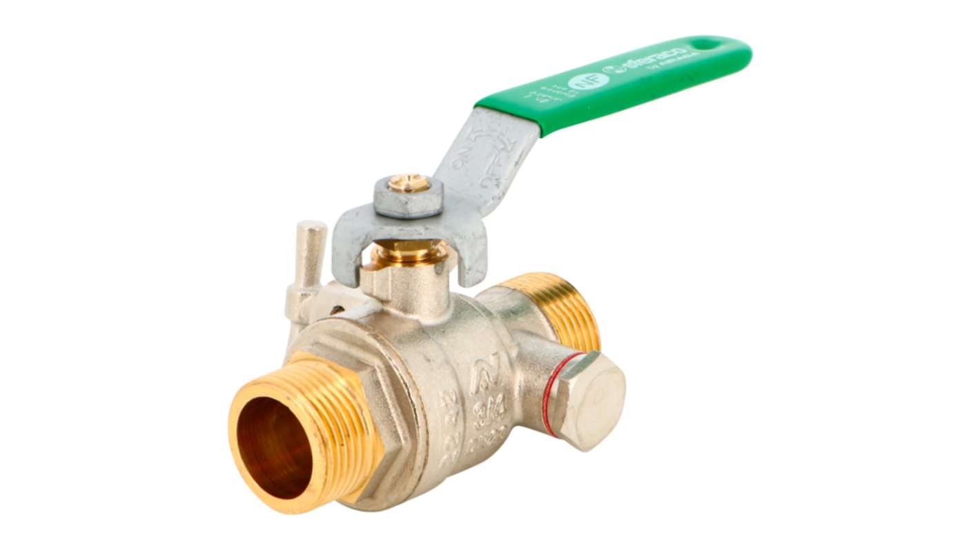 Sferaco Nickel Plated Brass Ball Valve, Ball Valve, Threaded, BSP 1in, 40bar Operating Pressure