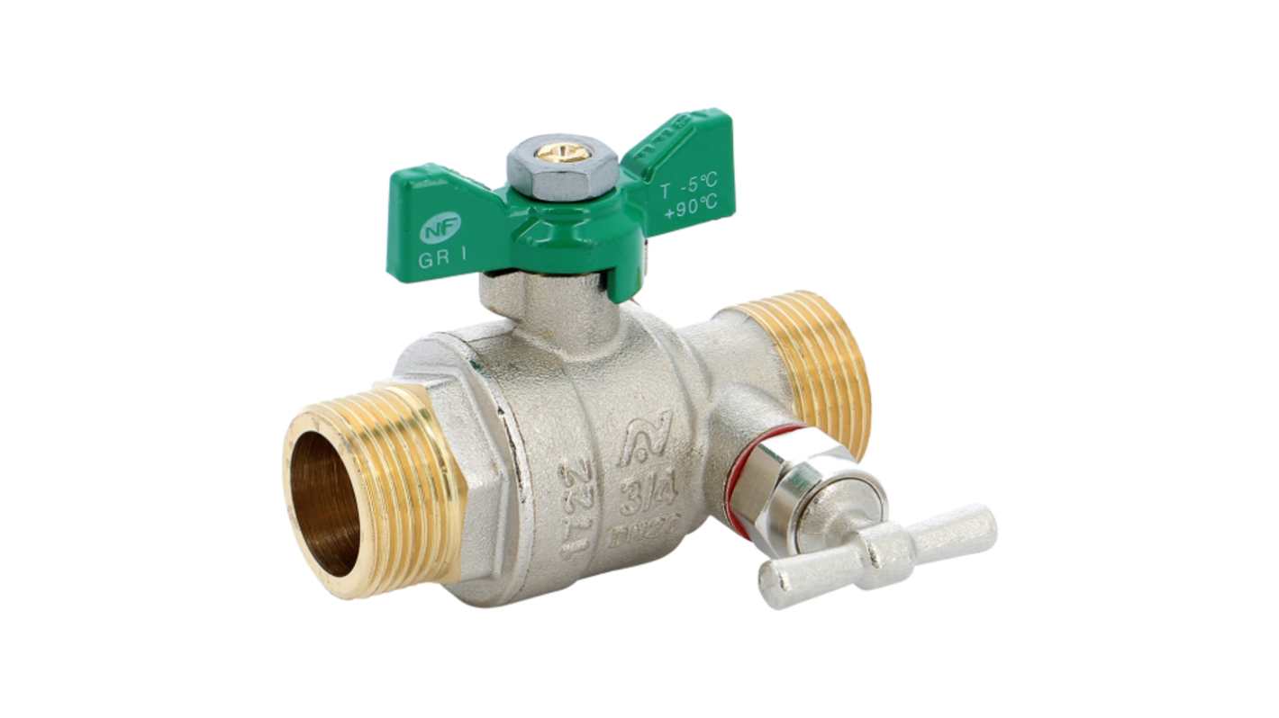 Sferaco Nickel Plated Brass Ball Valve, Ball Valve, Threaded, BSP 1/2in, 40bar Operating Pressure