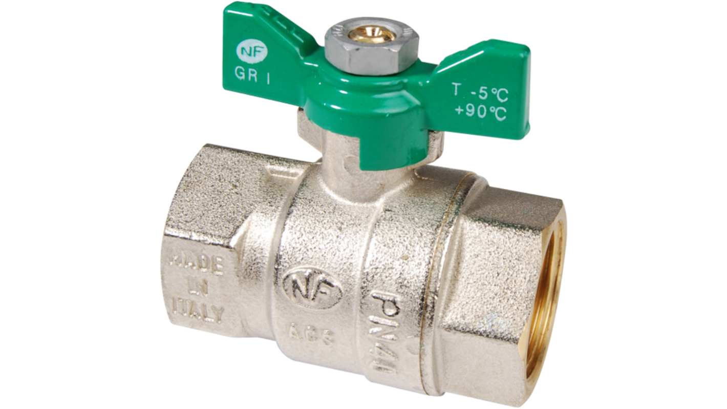 Sferaco Nickel Plated Brass Ball Valve, Ball Valve, Threaded, BSP 1/4in, 40bar Operating Pressure