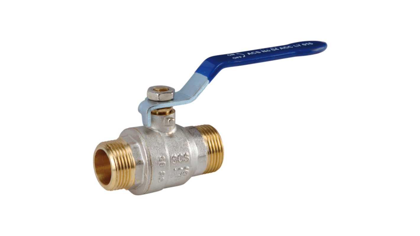 Sferaco Nickel Plated Brass Ball Valve, Ball Valve, Threaded, BSP 1/2in, 30bar Operating Pressure