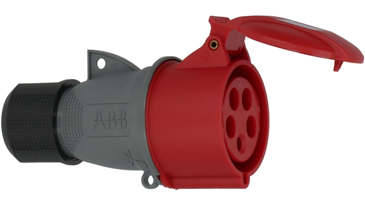 brennenstuhl, 1050 IP44 Red Cable Mount 3P+N+T Industrial Power Socket, Rated At 32A, 415 V