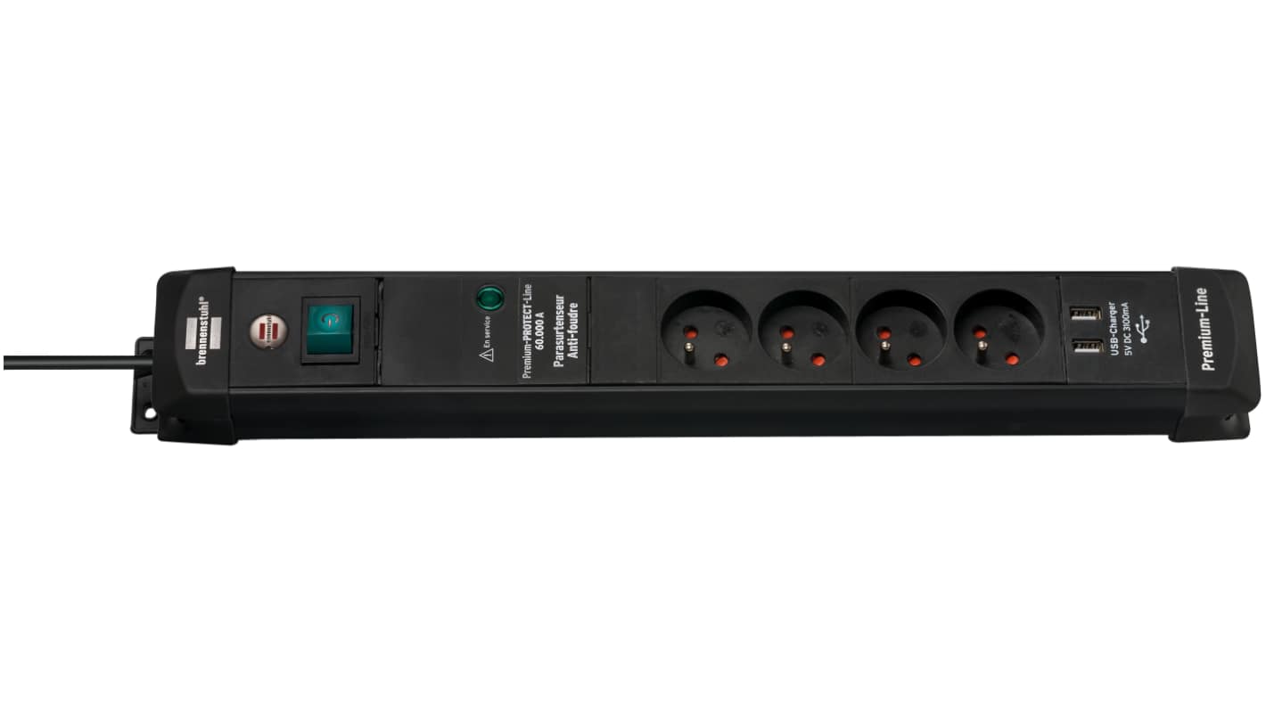 brennenstuhl 1.8m 4 Socket 2P+T Extension Lead, 230 V, IP20