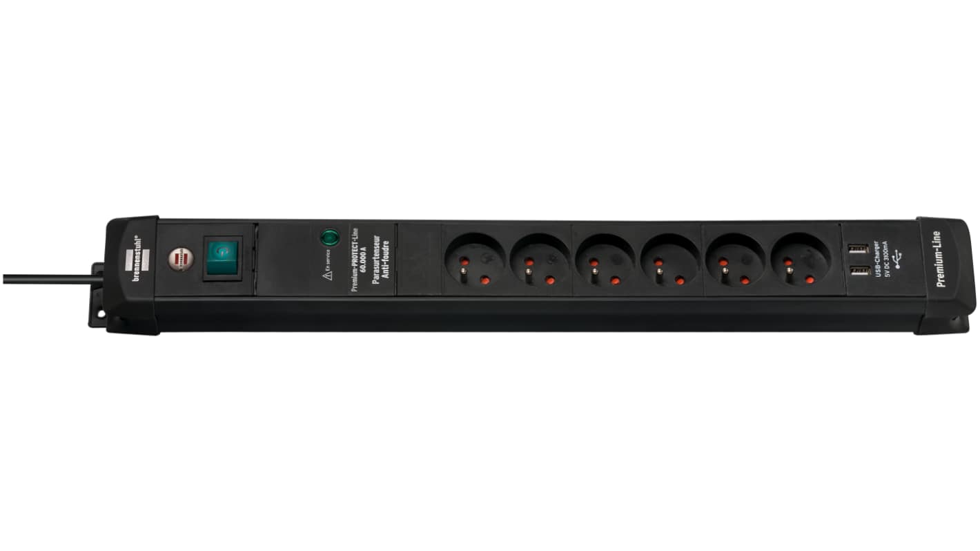 brennenstuhl 3m 6 Socket 2P+T Extension Lead, 230 V, IP20