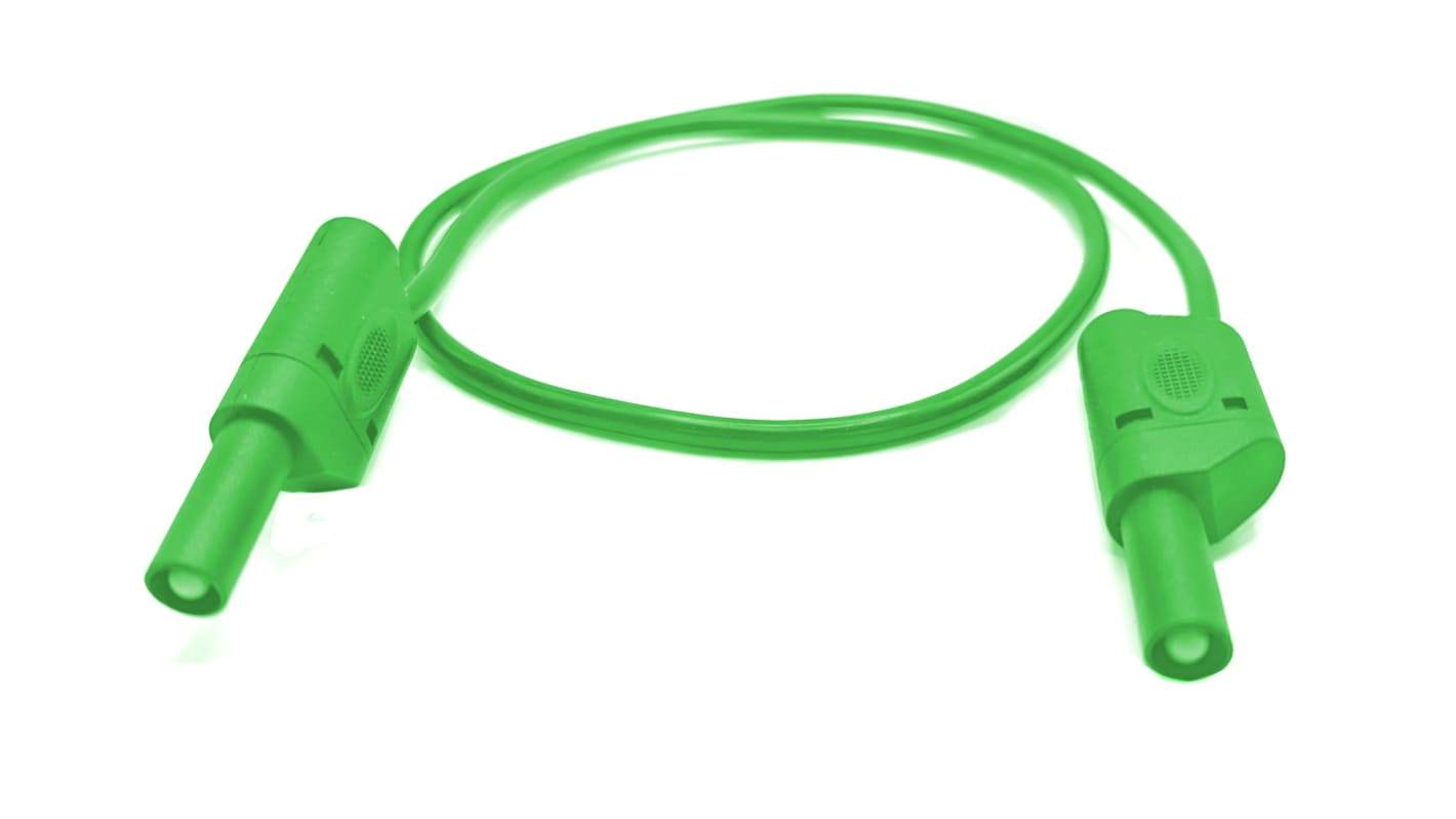 Mueller Electric Test lead, 32A, 600(CATIII) V, 1000(CATII) V, Green, 0.25m Lead Length