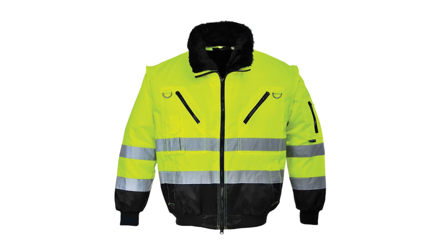 Portwest PJ50 Black, Yellow Unisex Hi Vis Jacket, XXL