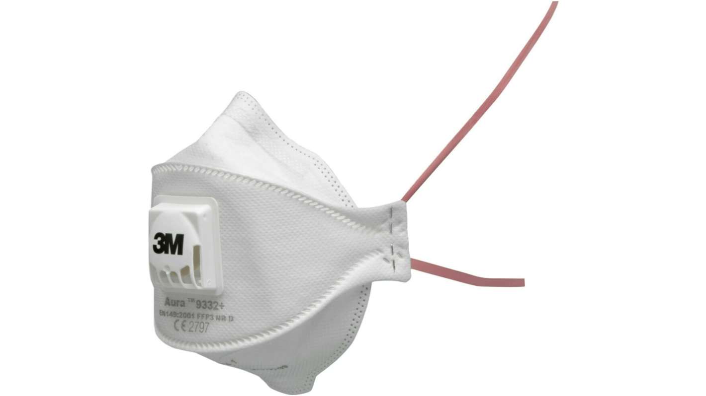 3M Aura 9300+ Series Respirator Mask for General Purpose Protection, FFP3, Valved, Fold Flat 5Each per Package