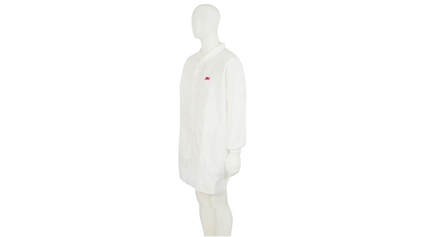3M White Unisex Disposable White Lab Coat, L