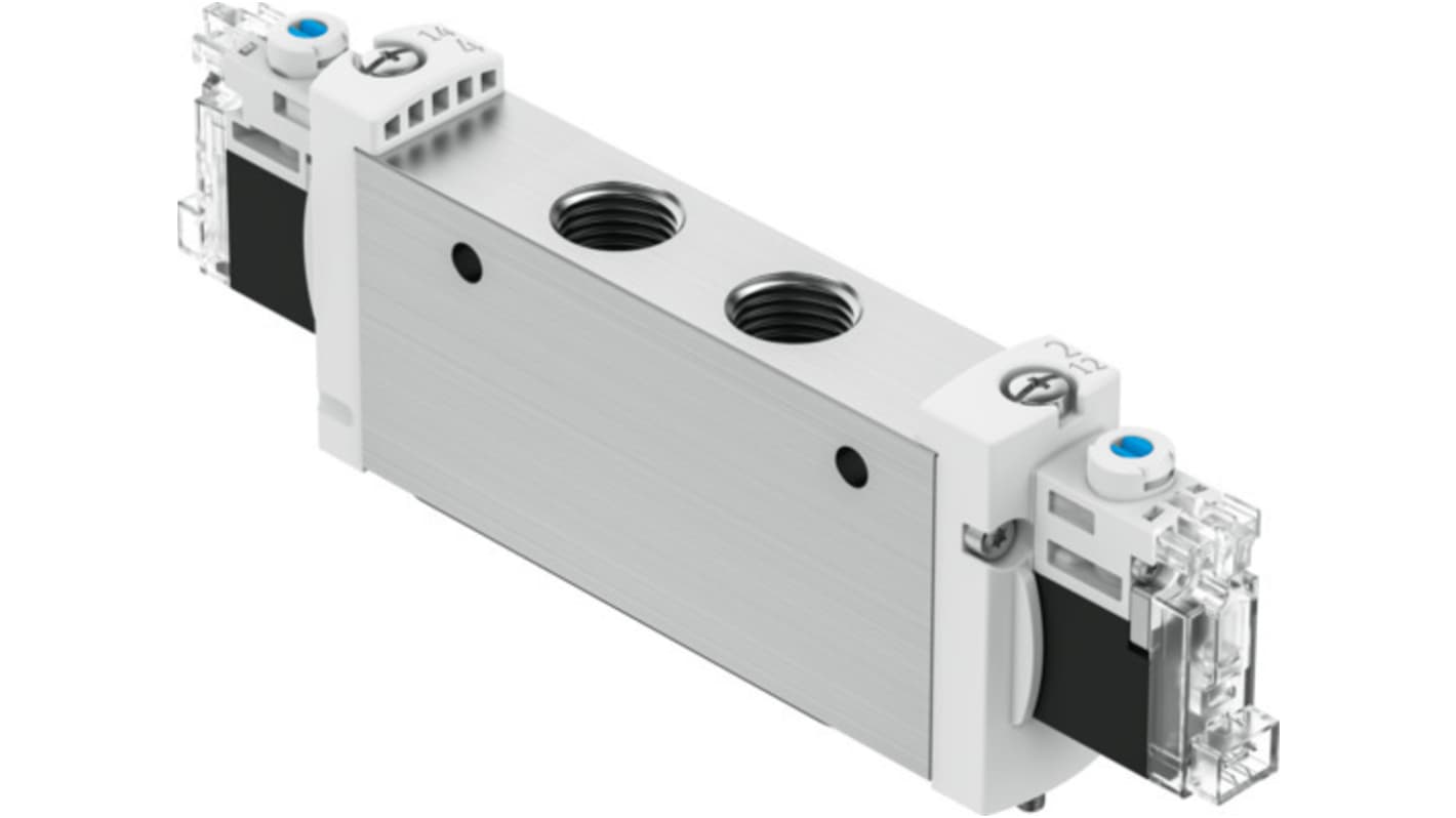Festo 2x3/2-Way, Monostable, Open Pneumatic Solenoid Valve - Electrical G 1/4 VUVG Series 24V dc