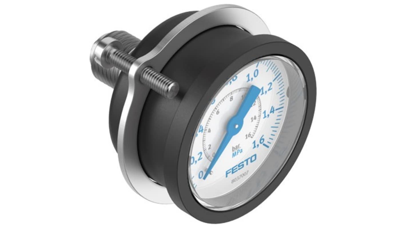 Festo G 1/4 Analogue Pressure Gauge 16bar Panel 40mm Outside Diameter