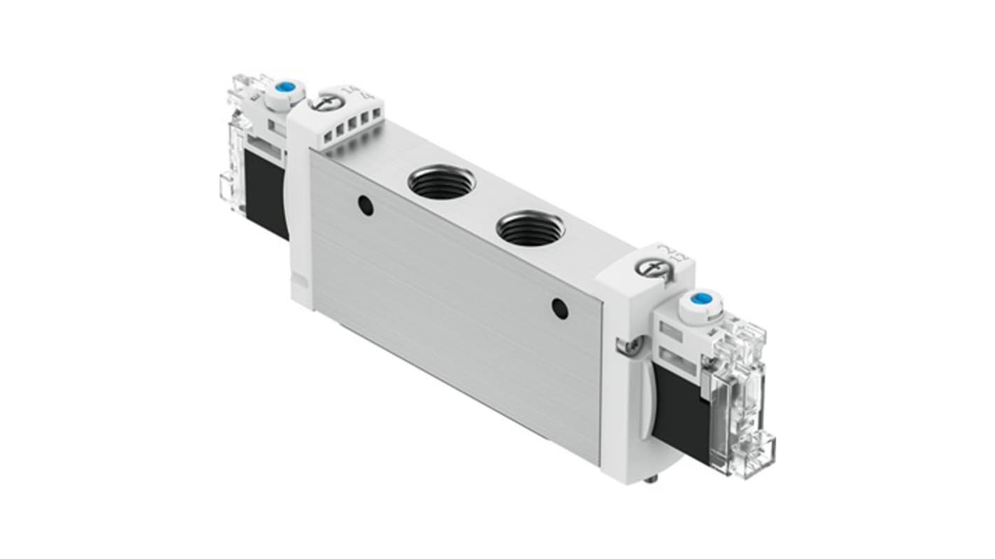 Festo 2x3/2-Way, Closed, Monostable Pneumatic Solenoid Valve - Electrical G 1/4 VUVG Series 24V dc