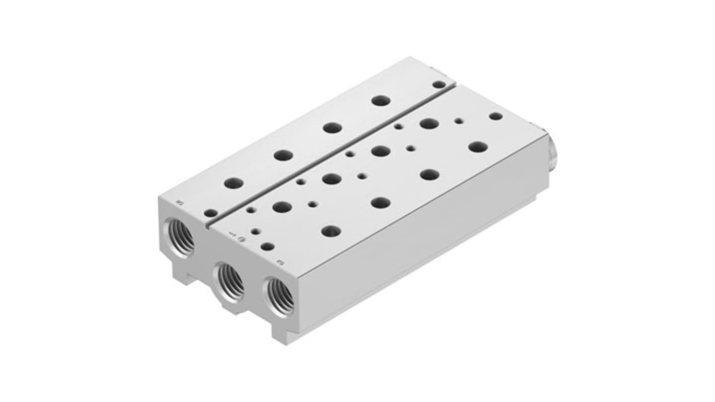 Festo VABM-B10 series 3 station NPT 1/2 Manifold for use with Solenoid And Pneumatic Valve, 8026387