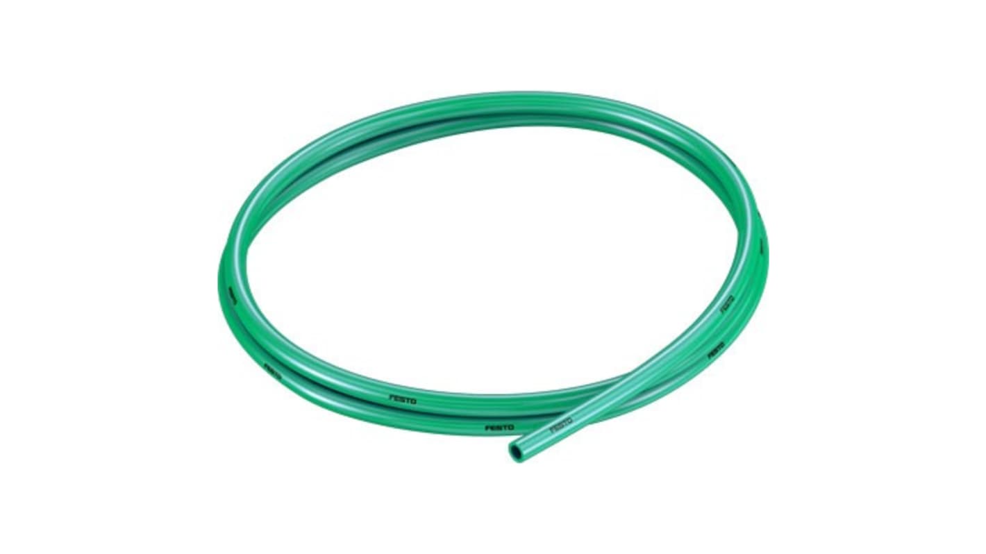 Festo PUN TPE, Flexible Tubing, 4mm ID, 6mm OD, Green