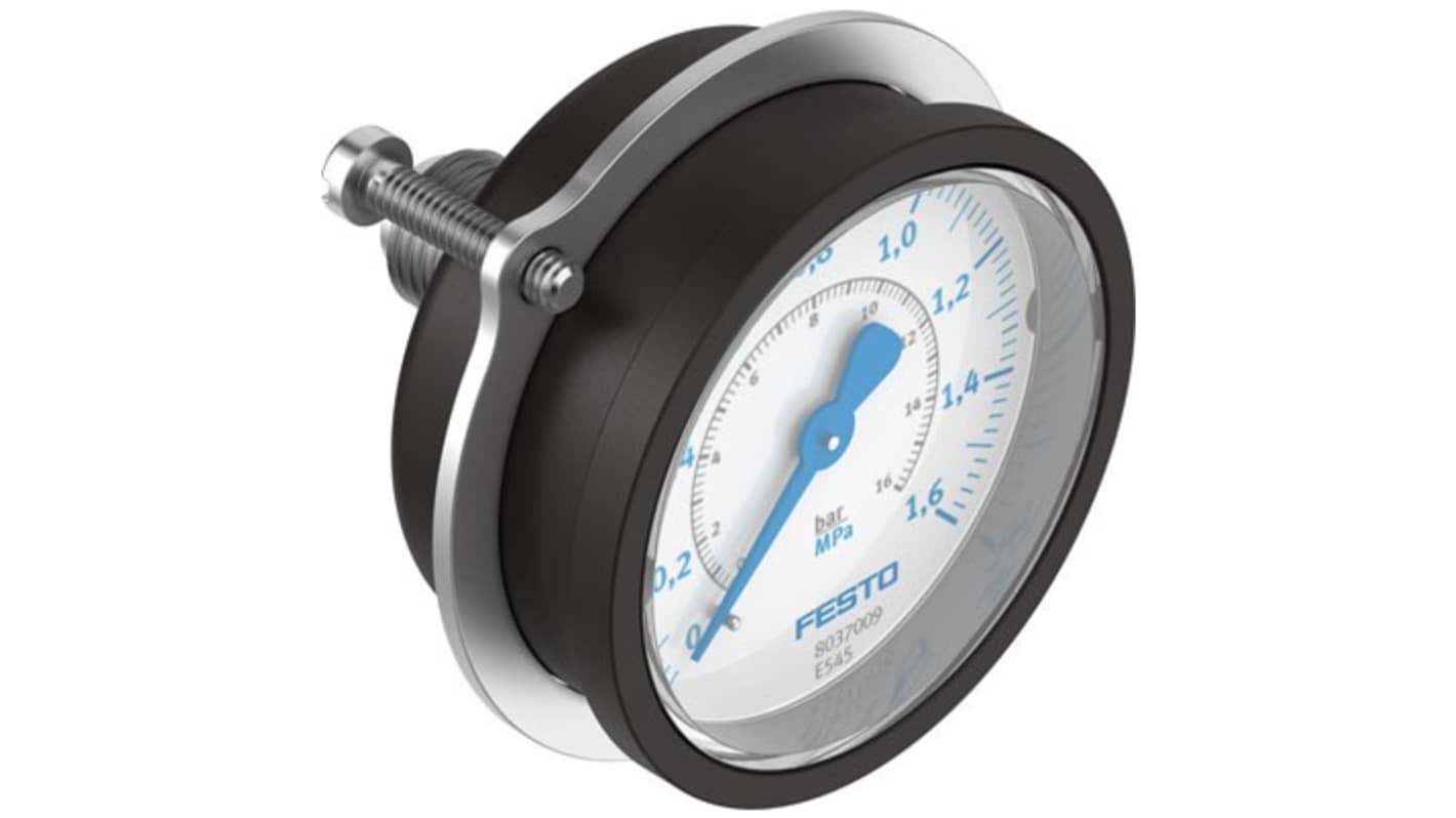 Festo G 1/4 Analogue Pressure Gauge 16bar Panel 50mm Outside Diameter