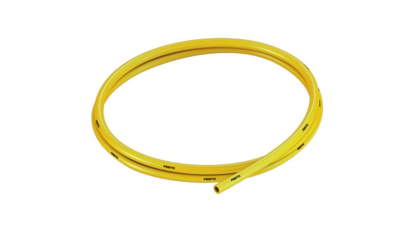 Festo PUN TPE, Flexible Tubing, 4mm ID, 6mm OD, Yellow