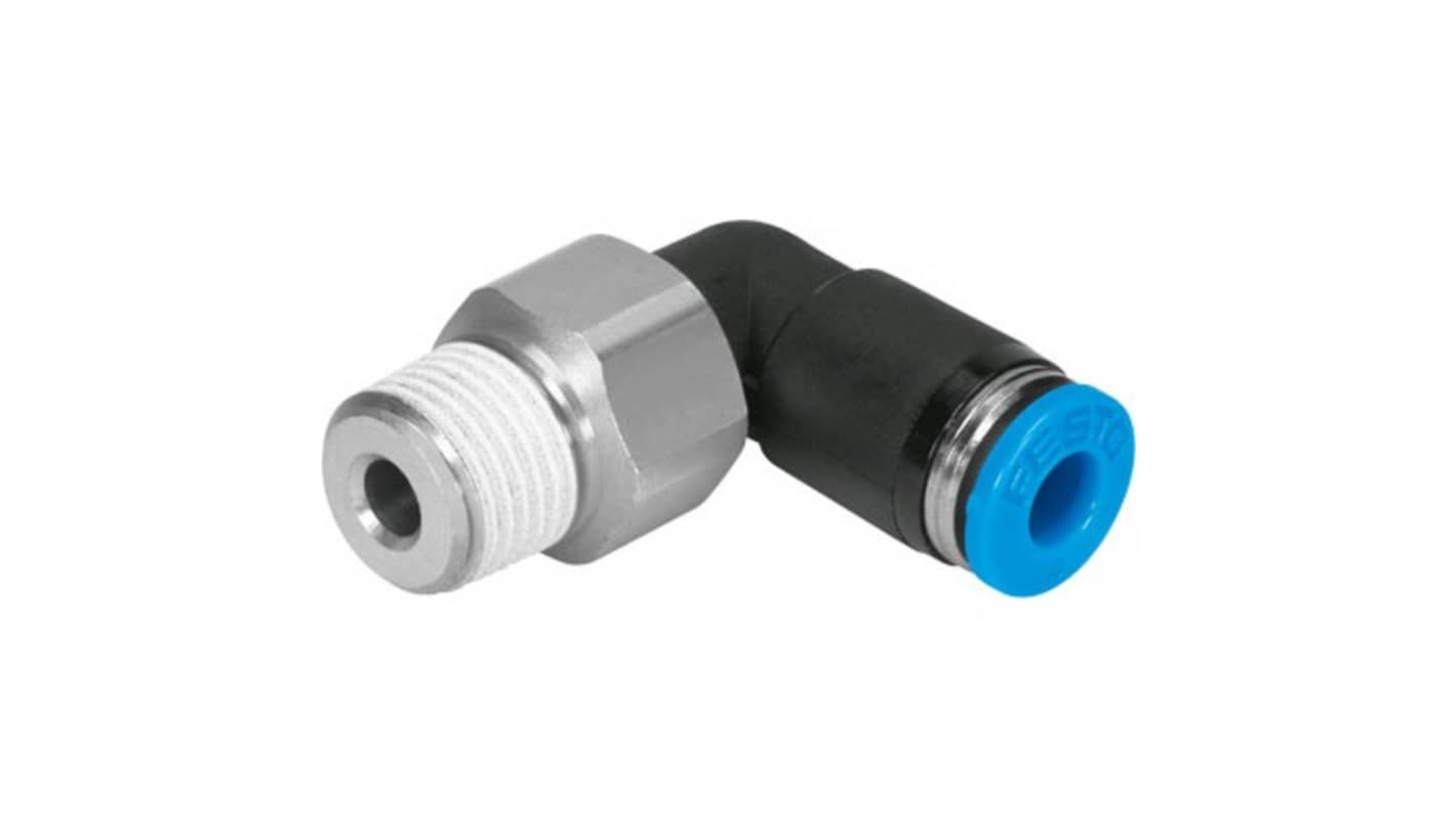 Festo QSRL Series Push-in Fitting, NPT 1/8 Male to 1/4 in, Threaded-to-Tube Connection Style, 153966