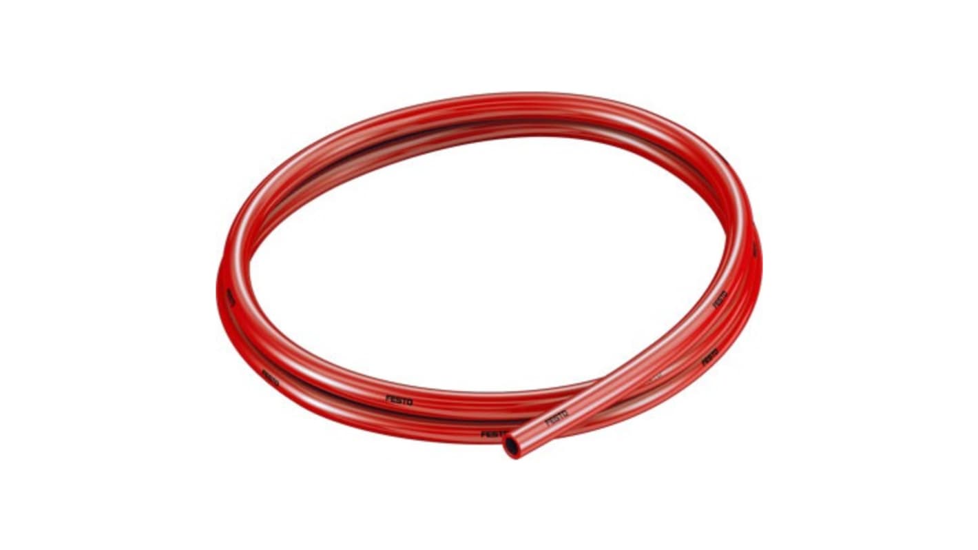 Festo PUN TPE, Flexible Tubing, 5.7mm ID, 8mm OD, Red