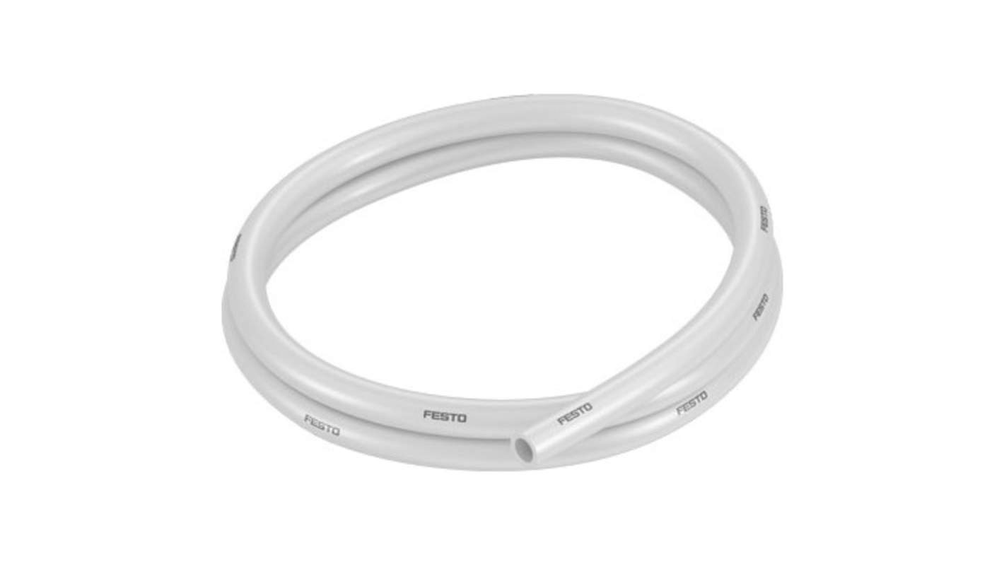 Festo PUN TPE, Flexible Tubing, 4mm ID, 8mm OD, White