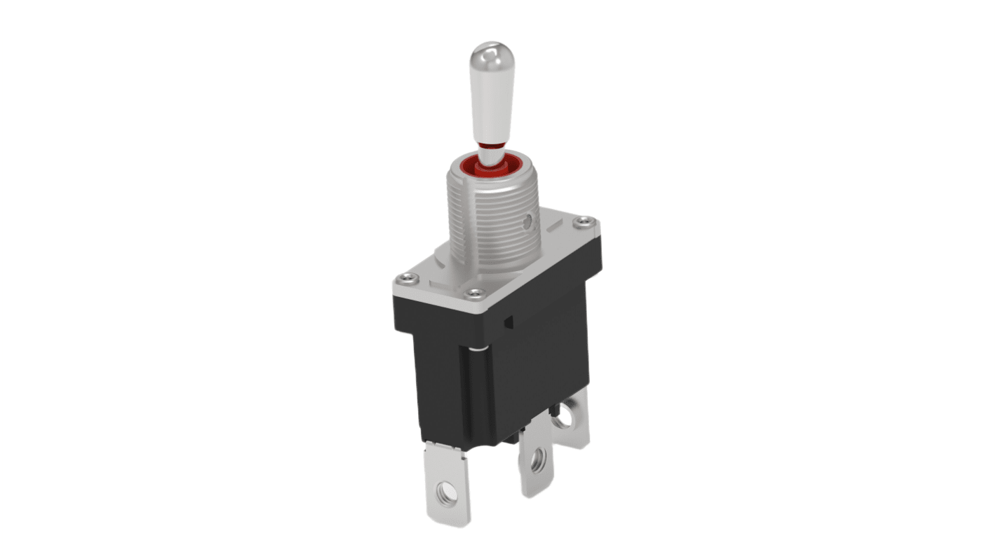 TE Connectivity Toggle Switch, Panel Mount, On-None-(On), Single Pole, Quick Connect Terminal, 250V ac
