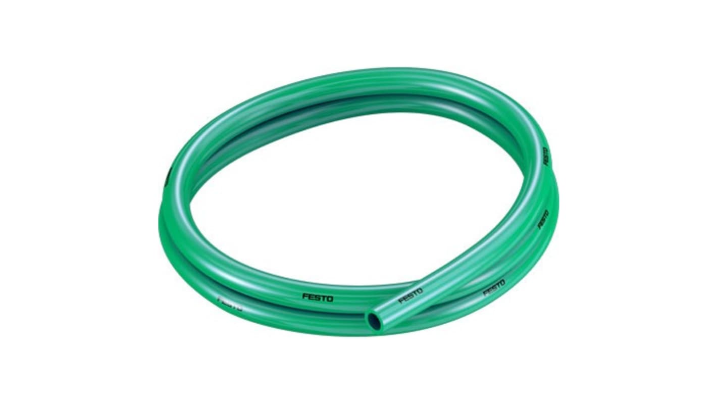 Festo PUN TPE, Flexible Tubing, 8mm ID, 12mm OD, Green