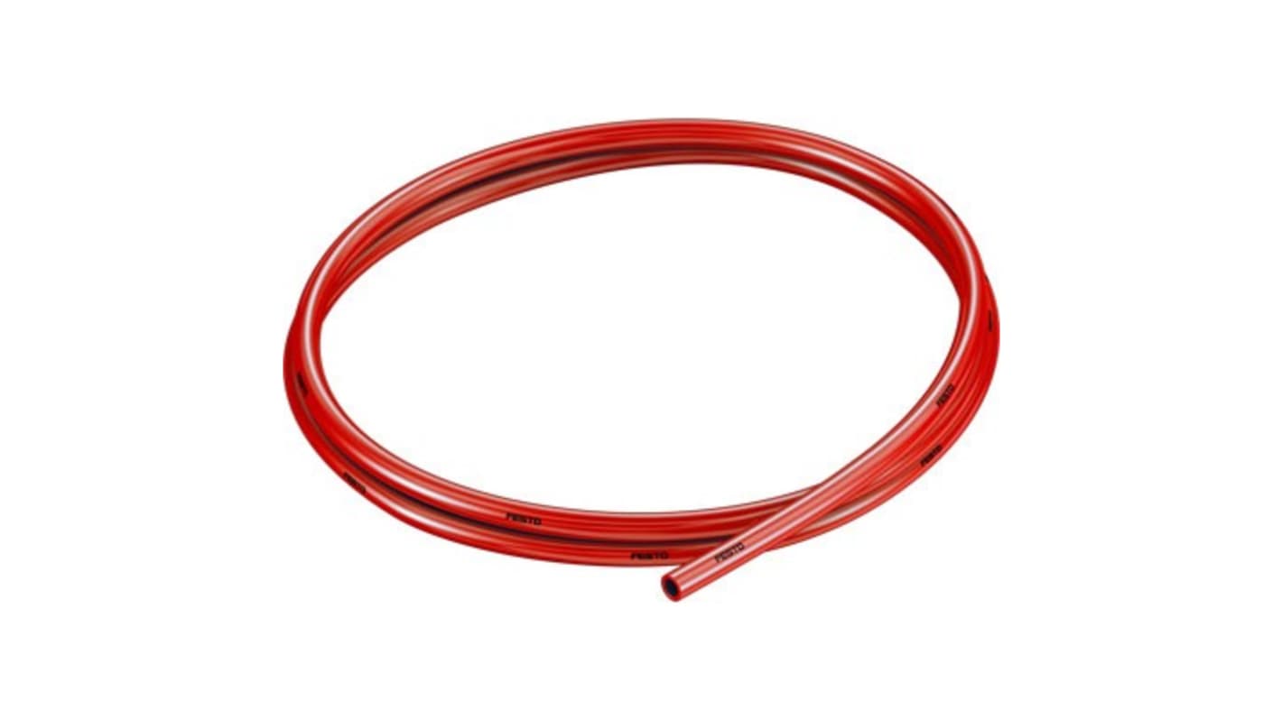 Festo PUN TPE, Flexible Tubing, 4mm ID, 6mm OD, Red