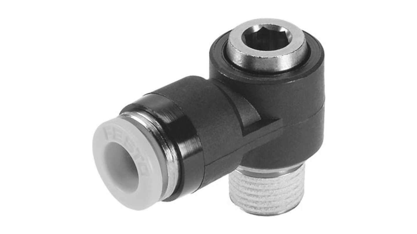 Festo QSLV Series Push-in Fitting, NPT 3/8 Male to 1/2 in, Threaded-to-Tube Connection Style, 190762