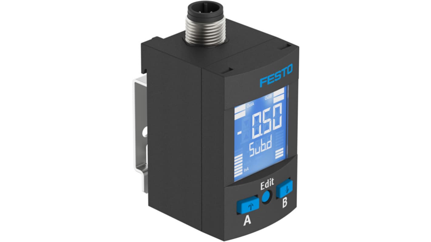 Festo SPAU Series Pressure Sensor, -1bar Min, 10bar Max, Analogue Output, Relative Reading