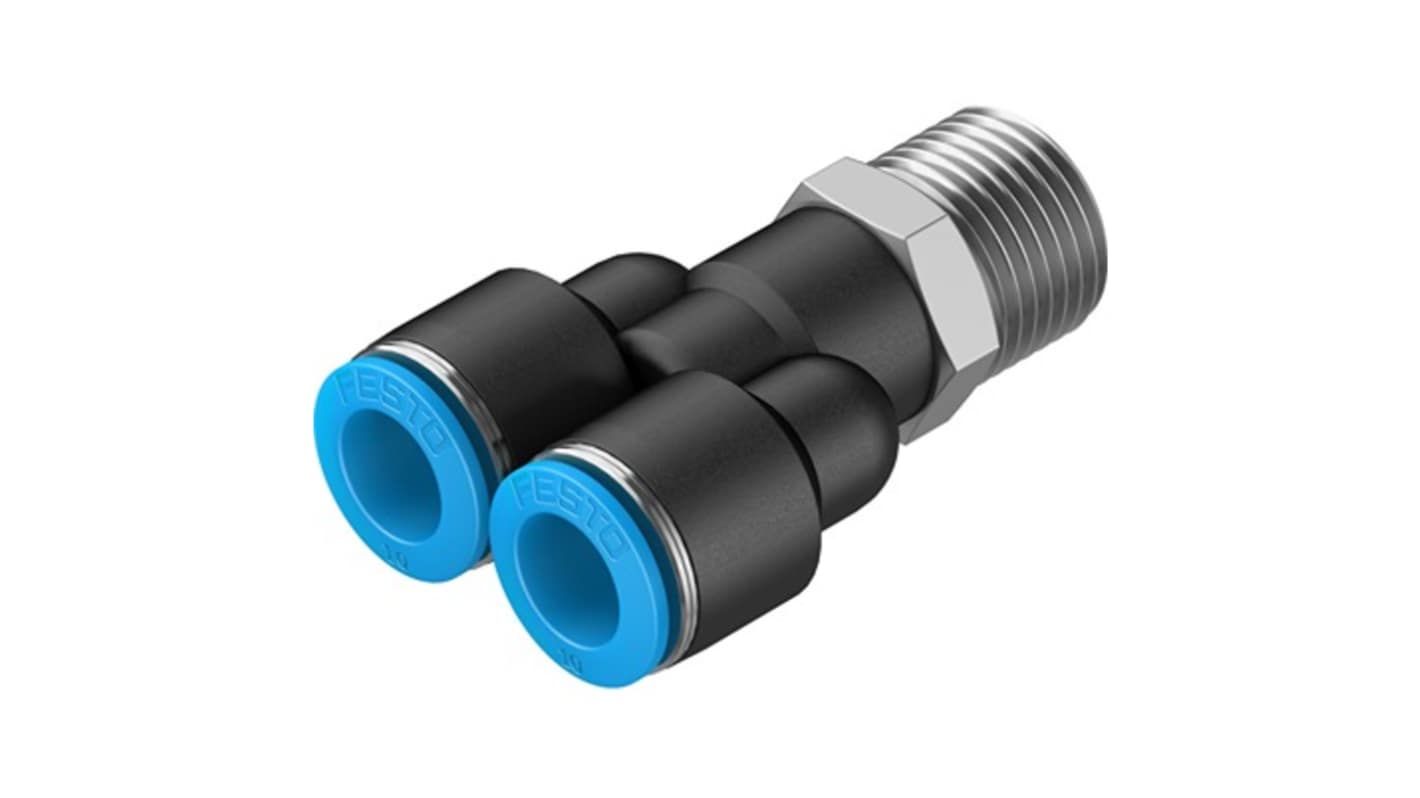 Festo QSY Series Push-in Fitting, R 1/2 Male to 10 mm, Threaded-to-Tube Connection Style, 133196