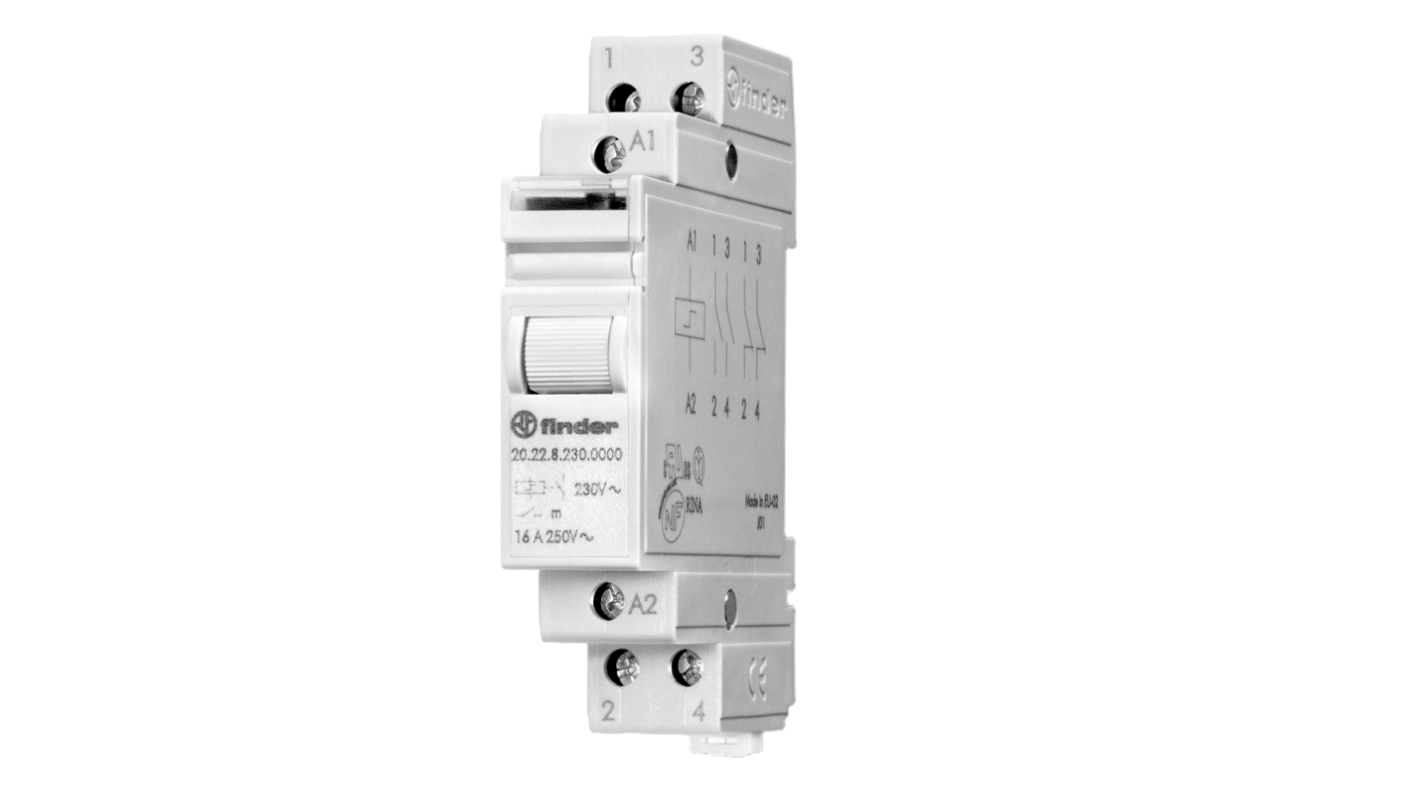 Finder DIN Rail Modular Step Relay, 230V Coil, 16A Switching Current, DPST