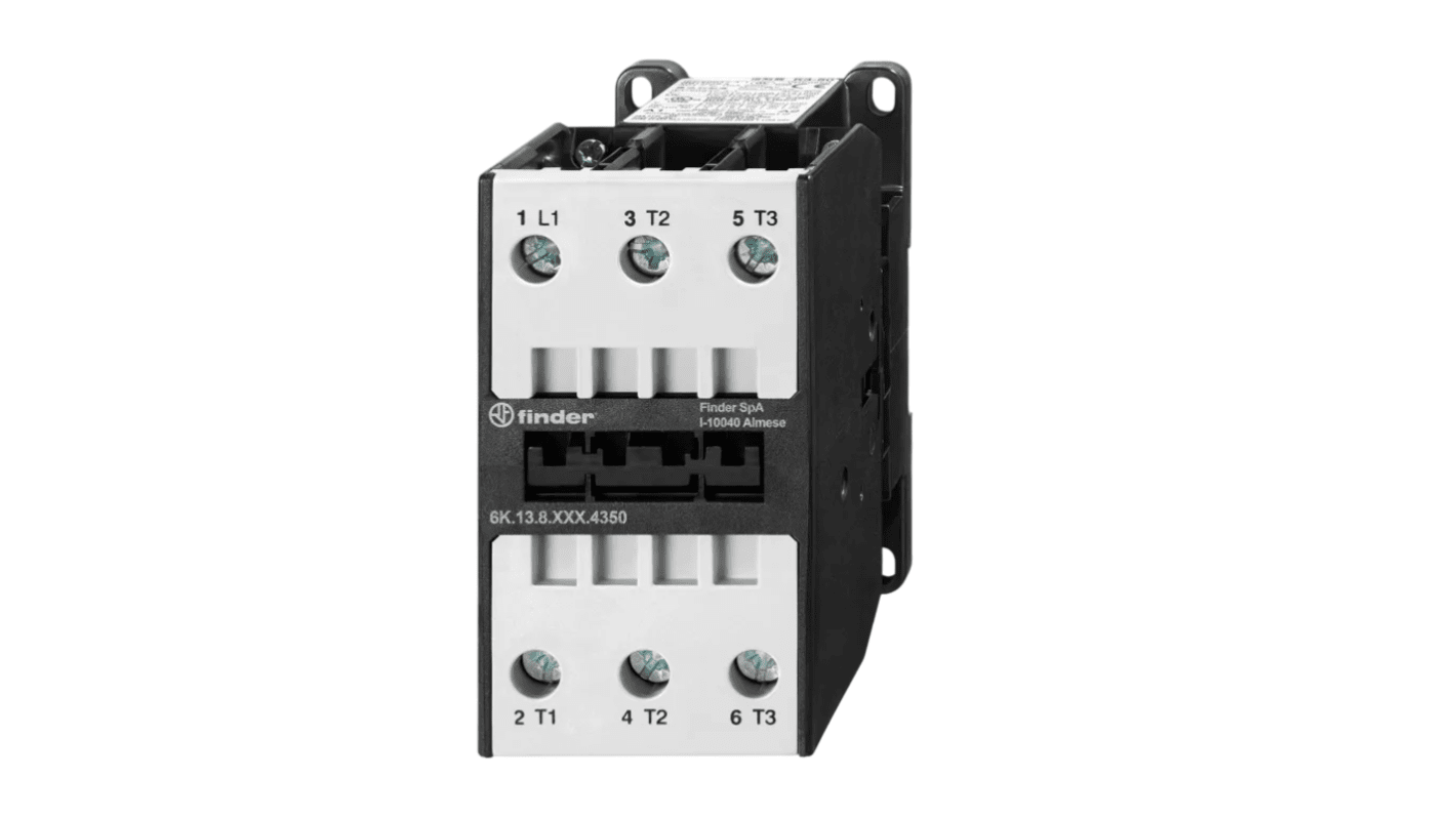 Finder Industrial Contactor 6K Series Contactor, 110 V Coil, 3-Pole, 32 A, 15 kW, 3 NO, 400 V ac