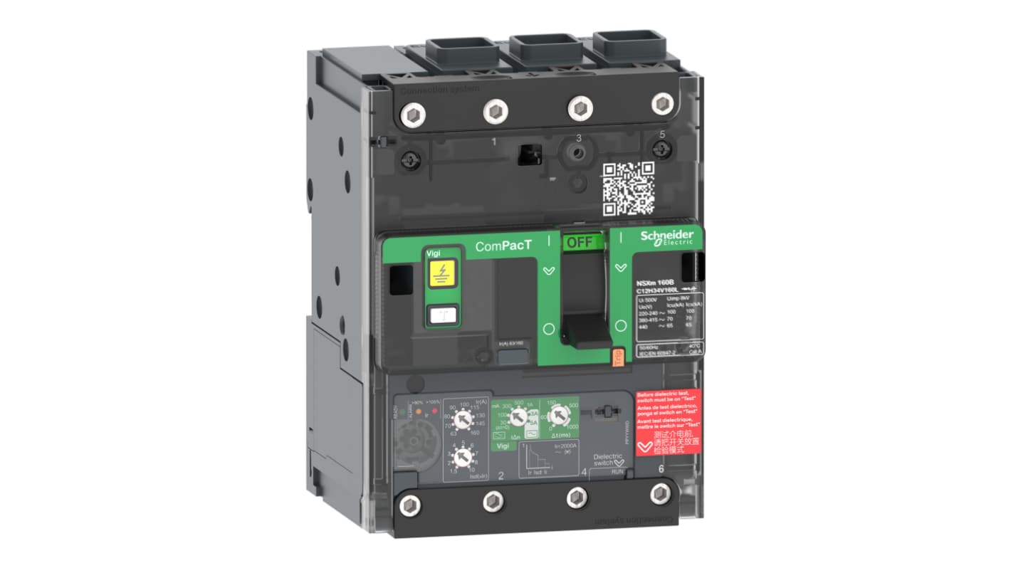 Schneider Electric, ComPacT MCCB 3P 50A, Breaking Capacity 70 kA, Fixed Mount