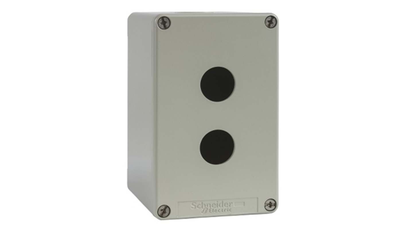 Schneider Electric Grey Die Cast Zinc Harmony XAP Enclosure - 2 Hole 22mm Diameter