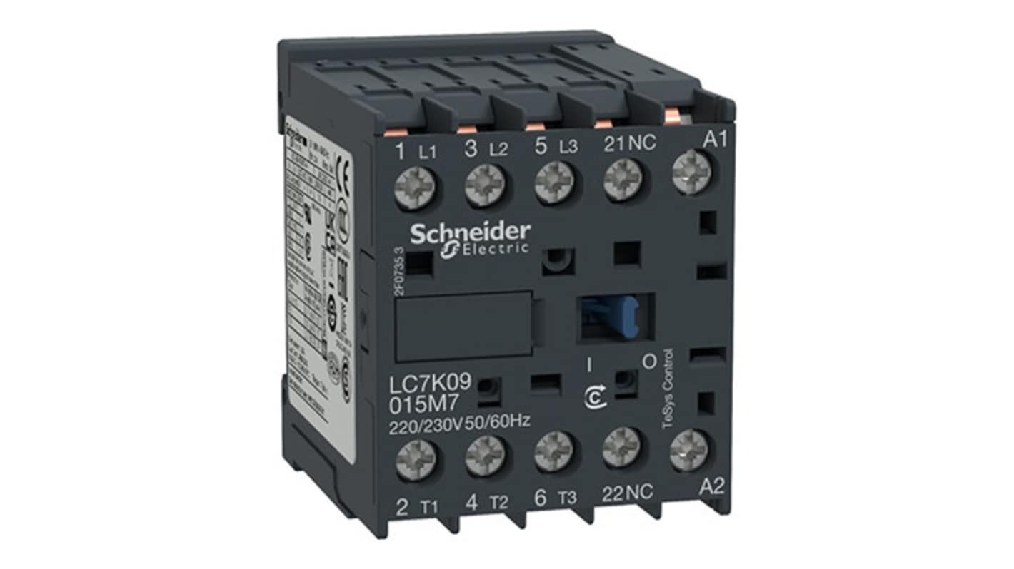 Schneider Electric TeSys LC7K Contactor, 220 → 230 V ac Coil, 3-Pole, 9 A, 4 kW, 1NC, 690 V ac