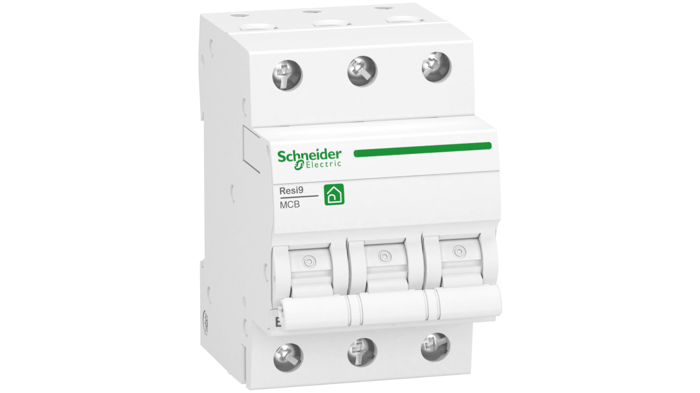 Schneider Electric Resi9 MCB, 3P, 20A Curve B, 400V AC, 6000 A Breaking Capacity