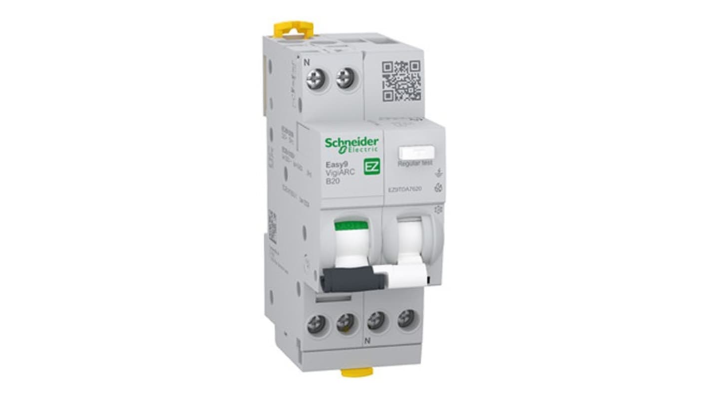 Schneider Electric RCBO, 20A Current Rating, 1P+N Poles, 30mA Trip Sensitivity, Type B, Easy9 Range