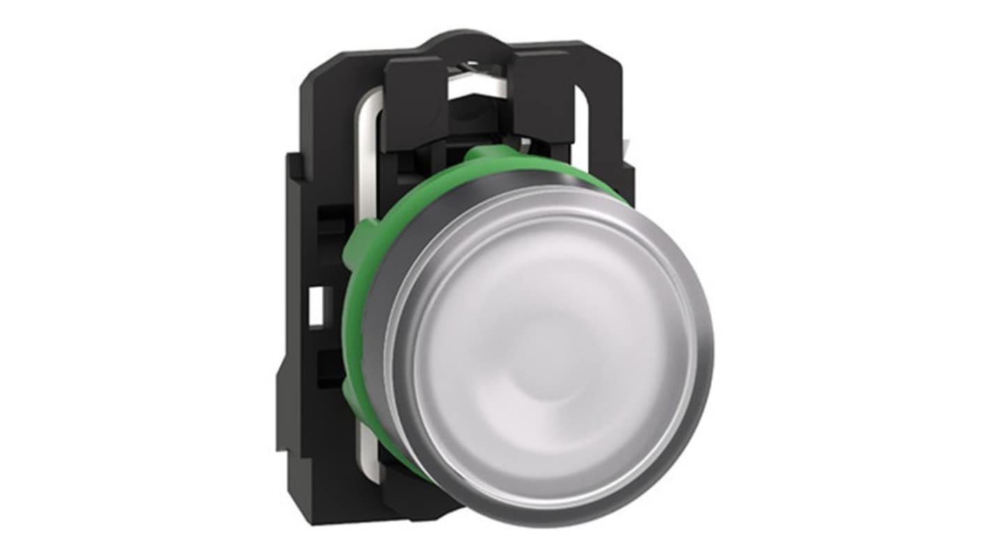 Schneider Electric Harmony XB5 Series Illuminated Push Button, Spring Return, Screw Mount, 22mm Cutout, 1NO, 24V ac/dc,