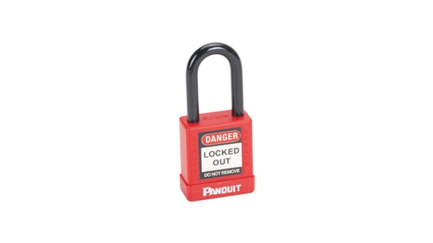 Panduit Red 1-Lock Aluminium, Steel Safety Padlocks, 6.6mm Shackle
