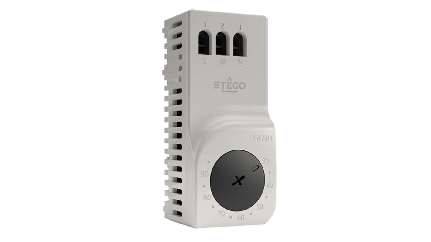 STEGO Hygrostat, Adjustable, 30%RH, 250 V ac, DIN Rail