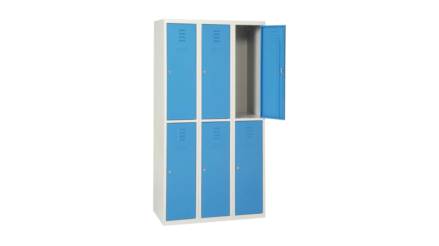 6 Door Vented Blue, Light Grey Locker, 1800 mm x 900 mm x 500mm