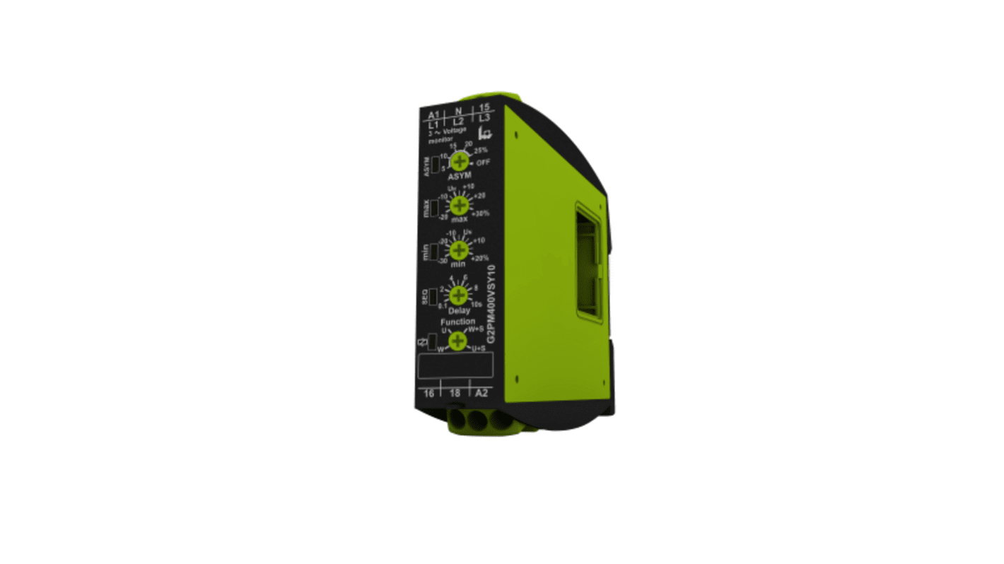 Voltage Monitoring Relay, 3 Phase, SPDT, 12 → 400V ac, DIN Rail