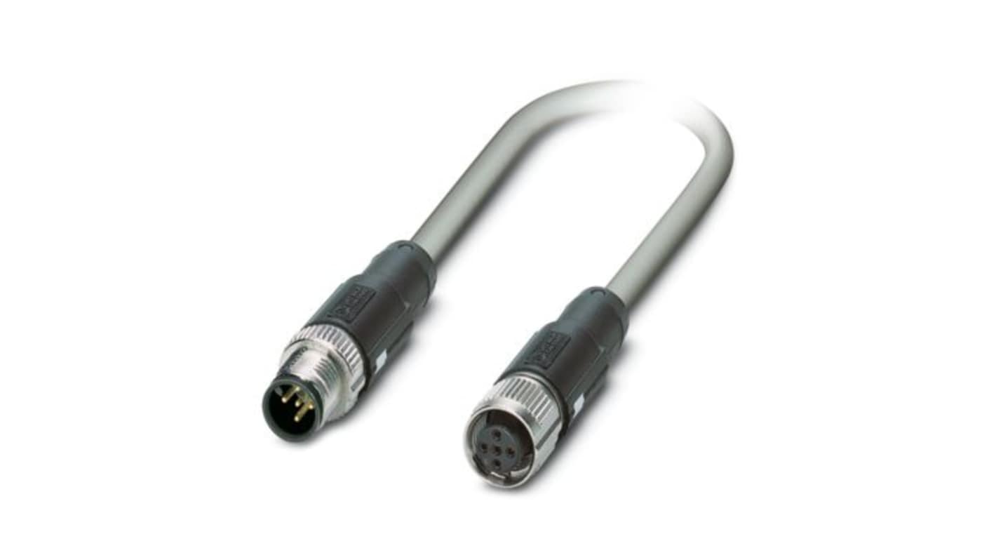 Phoenix Contact Straight Male 5 way M12 to Straight Female 5 way M12 Bus Cable, 1.5m