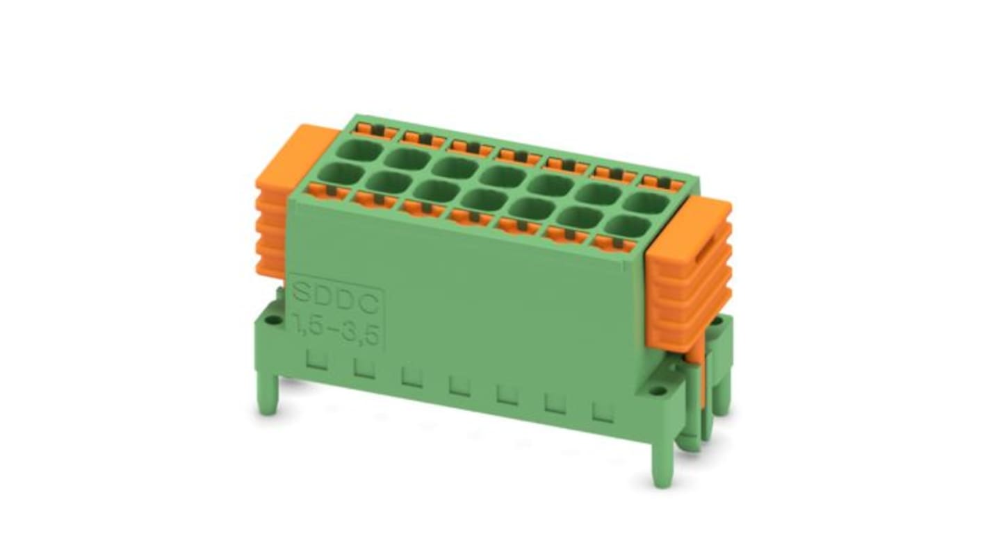 Phoenix Contact CDDC Series PCB Connector, 14-Contact, 3.5mm Pitch, Flange Mount, 2-Row, Crimp Termination