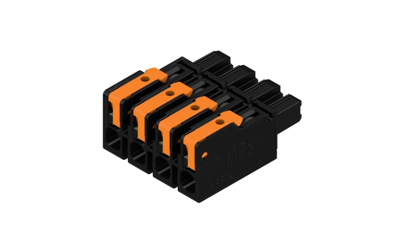 Weidmüller, 7.5mm Pitch, OMNIMATE 4.0, 4 Way, , Pluggable Terminal Block, Plug, PCB Mount, Snap In Termination,