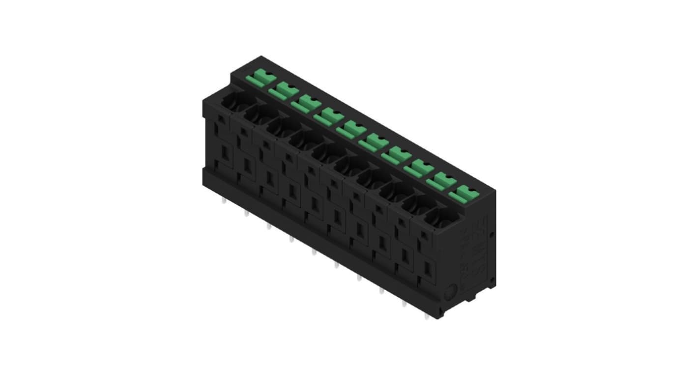 Weidmüller OMNIMATE4.0 Series PCB Terminal, 10-Contact, 5mm Pitch, PCB Mount, 1-Row, Snap In Termination