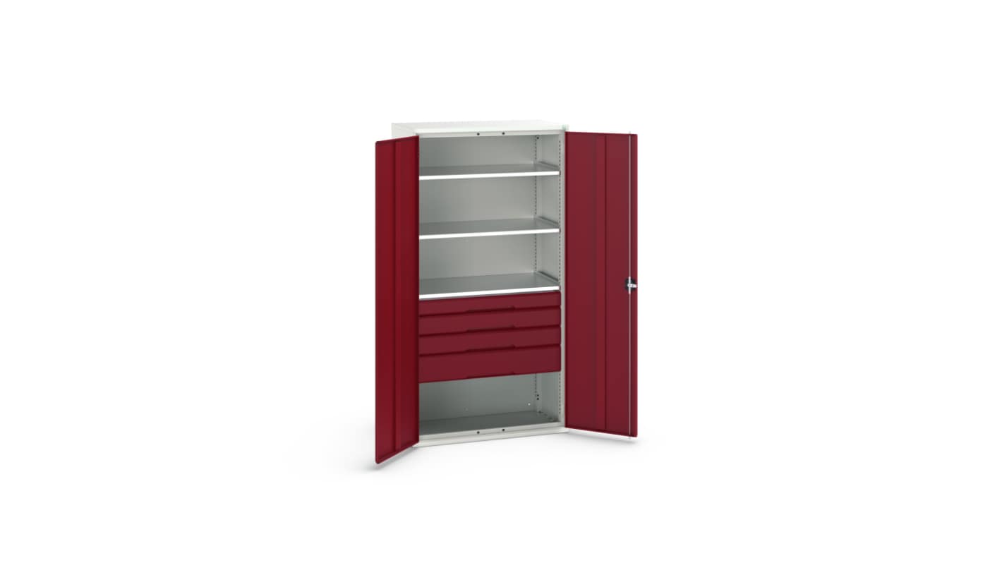 Bott 2 Door, 4 Drawer Sheet Steel Cupboard, 1050 x 550 x 2000mm