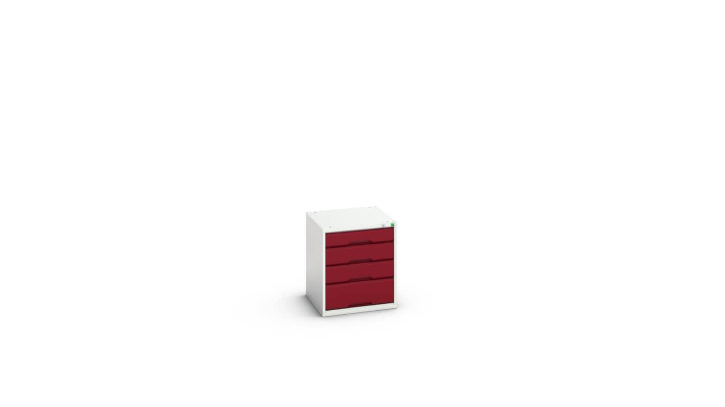 Bott 4 Cabinet, Steel, 600mm x 525mm x 550mm, Light Grey, Red