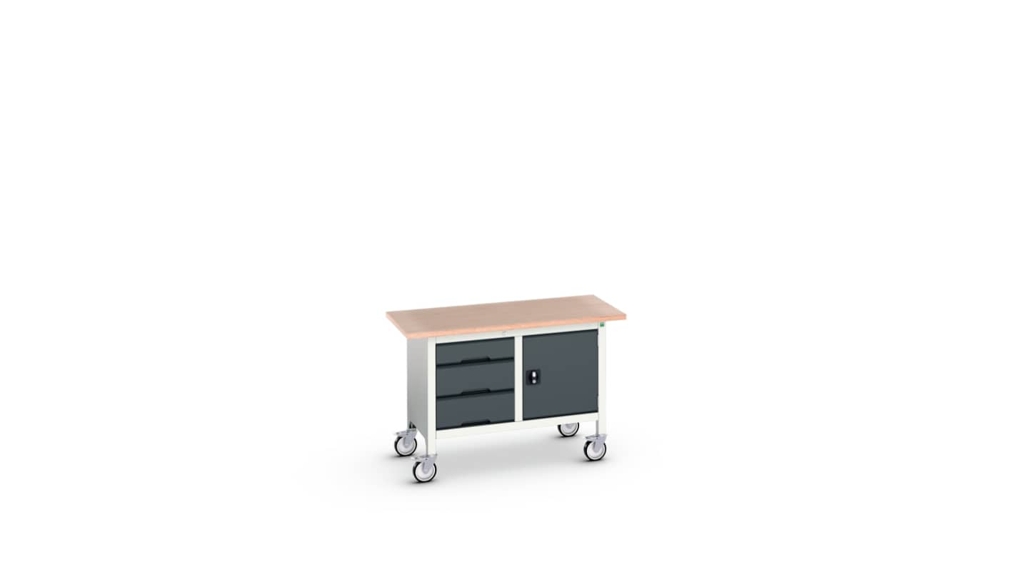 Bott 1 Door, 3 Drawer Sheet Steel Floor Standing Storage Cabinet, 1250 x 600 x 830mm
