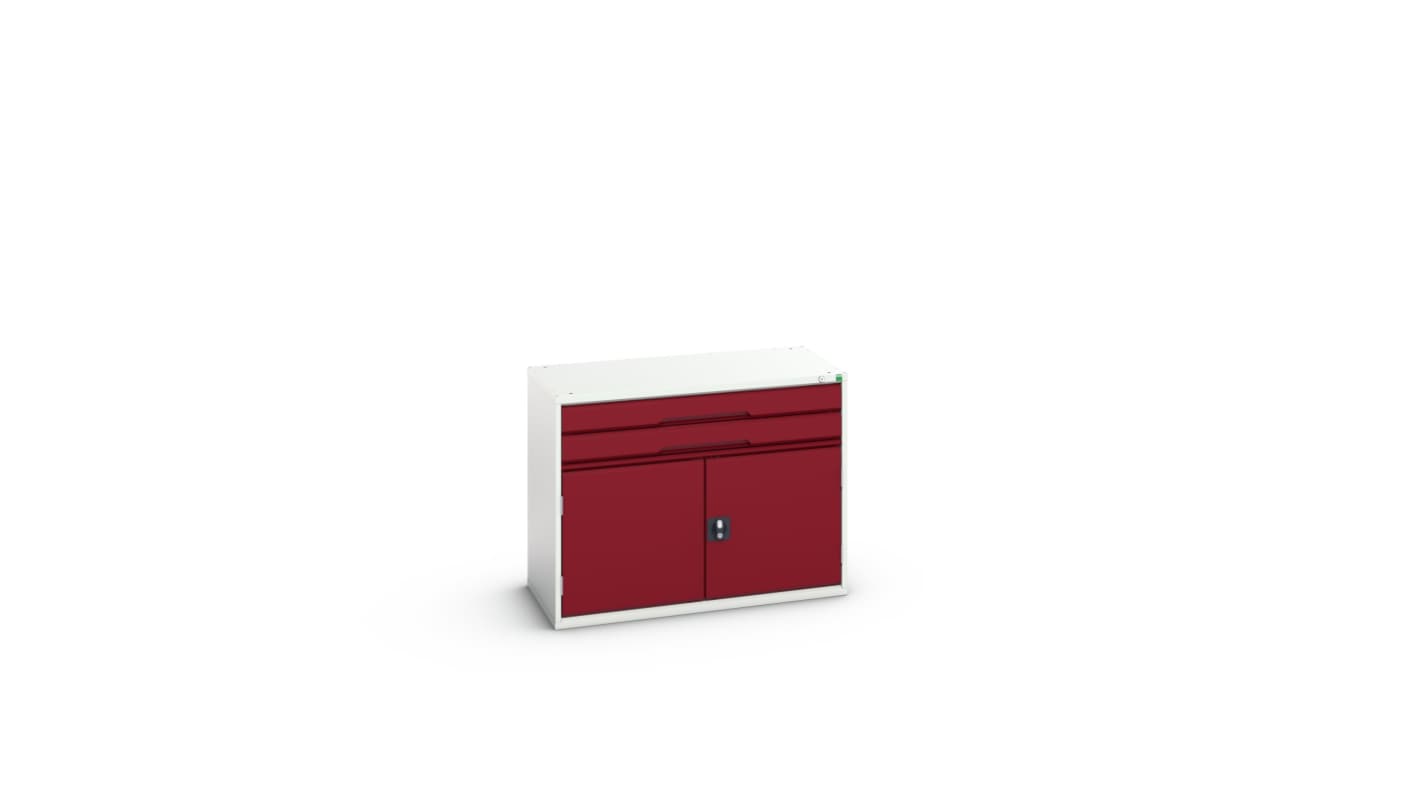 Bott 2 Cabinet, Steel, 800mm x 1050mm x 550mm, Light Grey, Red