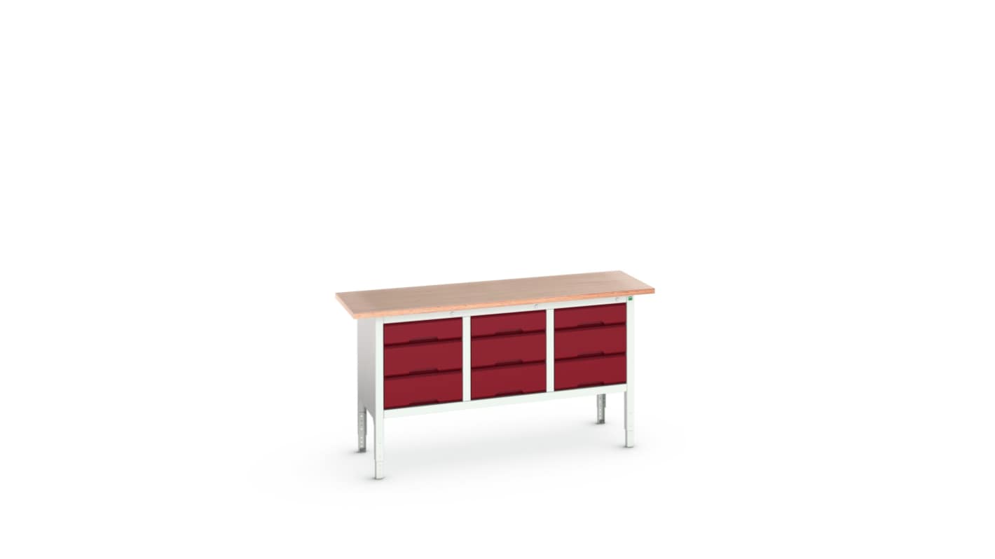 Bott Steel Workbench, 75kg Max Load, Adjustable Height, 930mm x 600mm x 1750mm