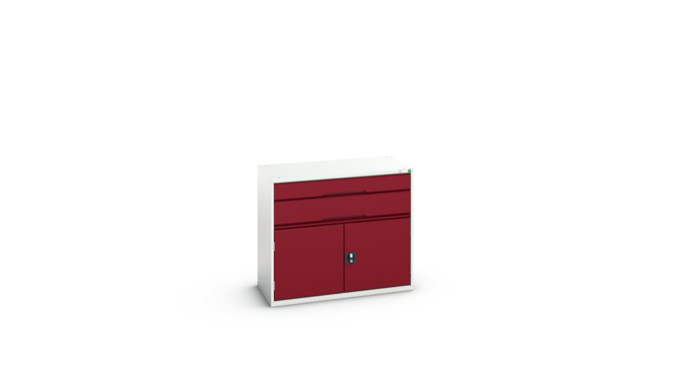 Bott 2 Cabinet, Steel, 900mm x 1050mm x 550mm, Light Grey, Red